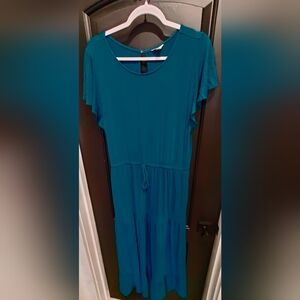 Teal Knit Maxi Dress-Large